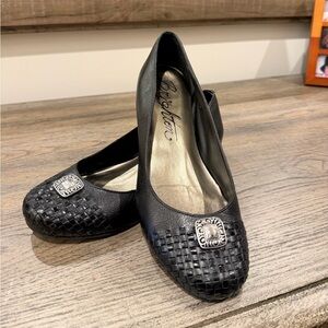 Brighton Black Woven Loafers with Silver Accent